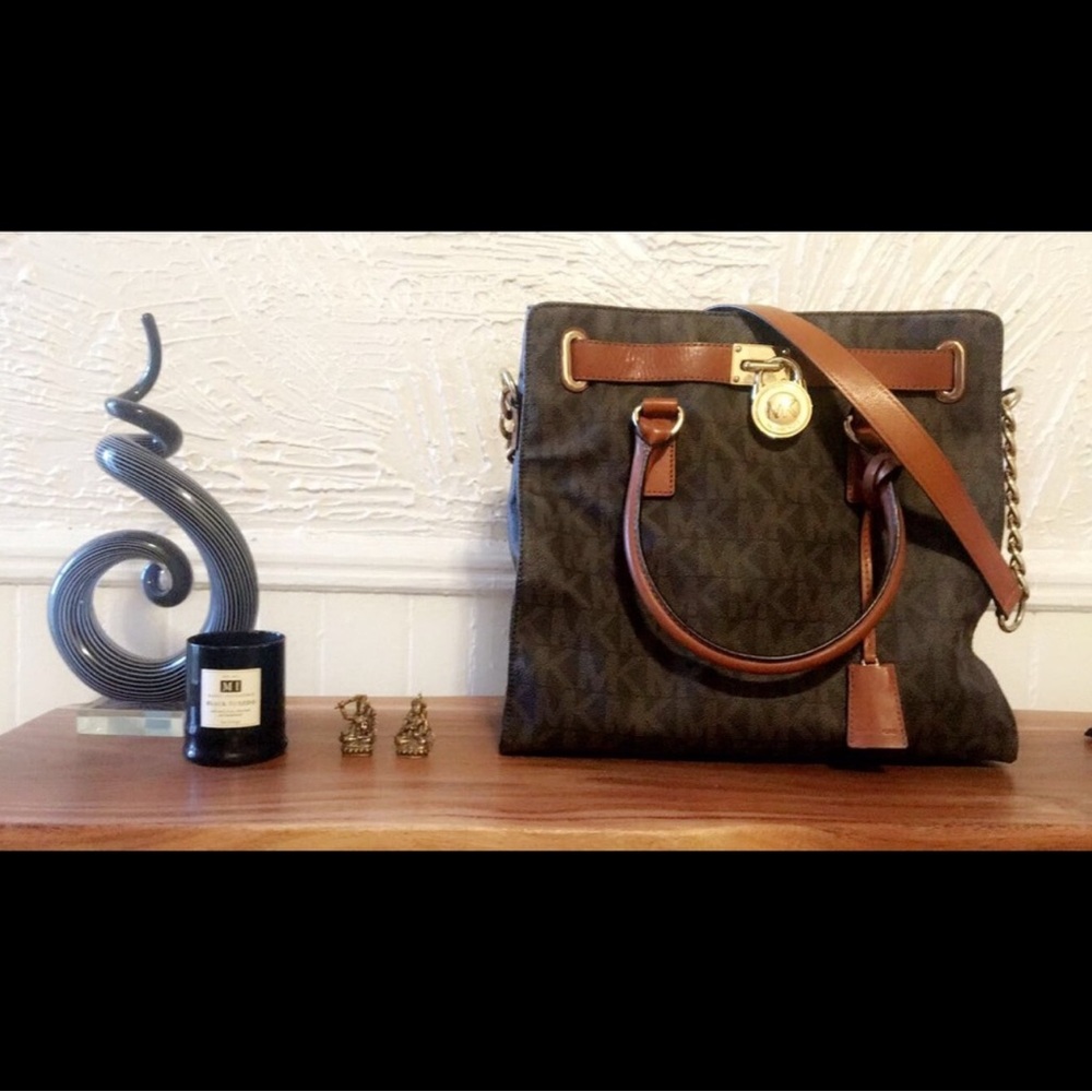 Michael Kors Brown Logo Tote with Tan Accents